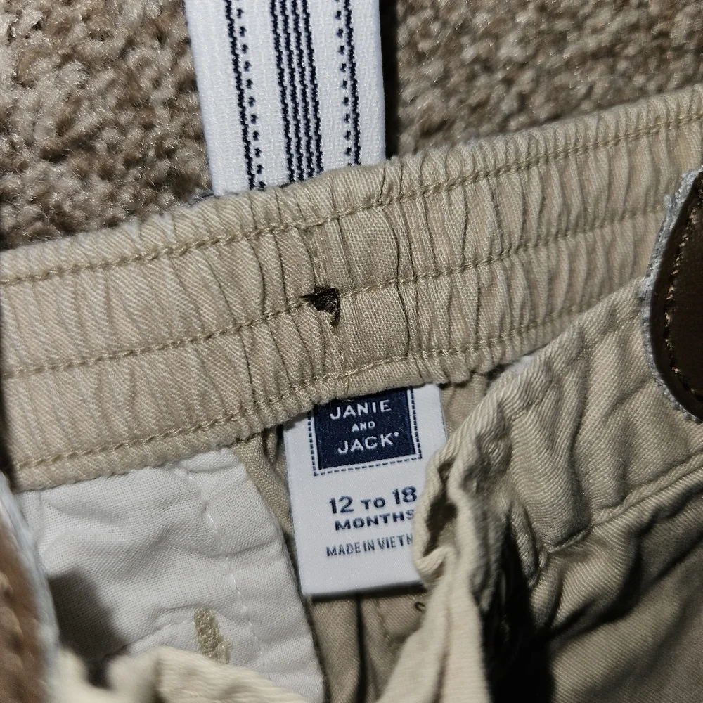 Janie and Jack - Khaki Pants with Suspenders - 12 to 18 Months